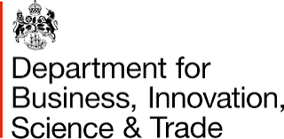 Coat of arms crest beside the department name: Department for Business, Innovation, Science & Trade.
