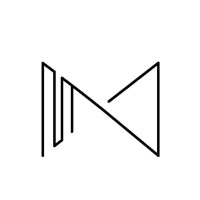 Abstract geometric logo resembling the letter M with vertical left bars and a diagonal peak on the right, in black lines.