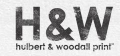 H&W logo with the words "hulbert & woodall print" beneath it