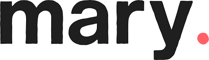 Logo showing the word 'mary' in bold black letters with a red dot to the right.