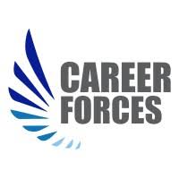 Career Forces logo with a stylized blue wing graphic to the left of bold gray text reading 'CAREER FORCES'.