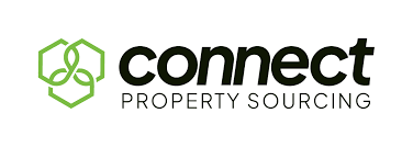 Connect Property Sourcing logo featuring a green hexagon with a leaf emblem and the wordmark.