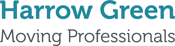 Harrow Green Moving Professionals logo with teal 'Harrow Green' and gray 'Moving Professionals' text
