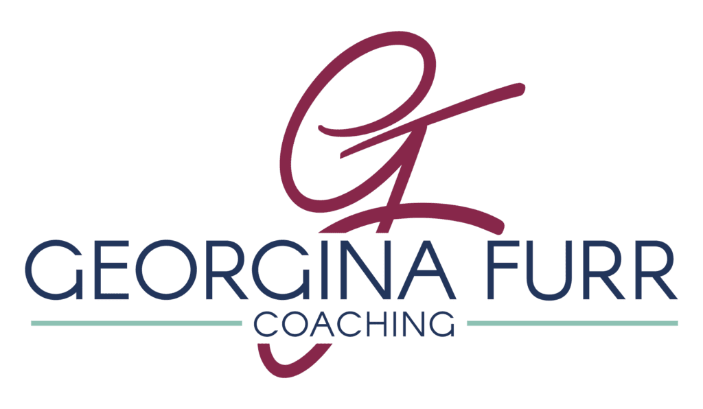 Georgina Furr Coaching logo with a maroon cursive 'G', teal accent line, and dark blue text reading GEORGINA FURR COACHING