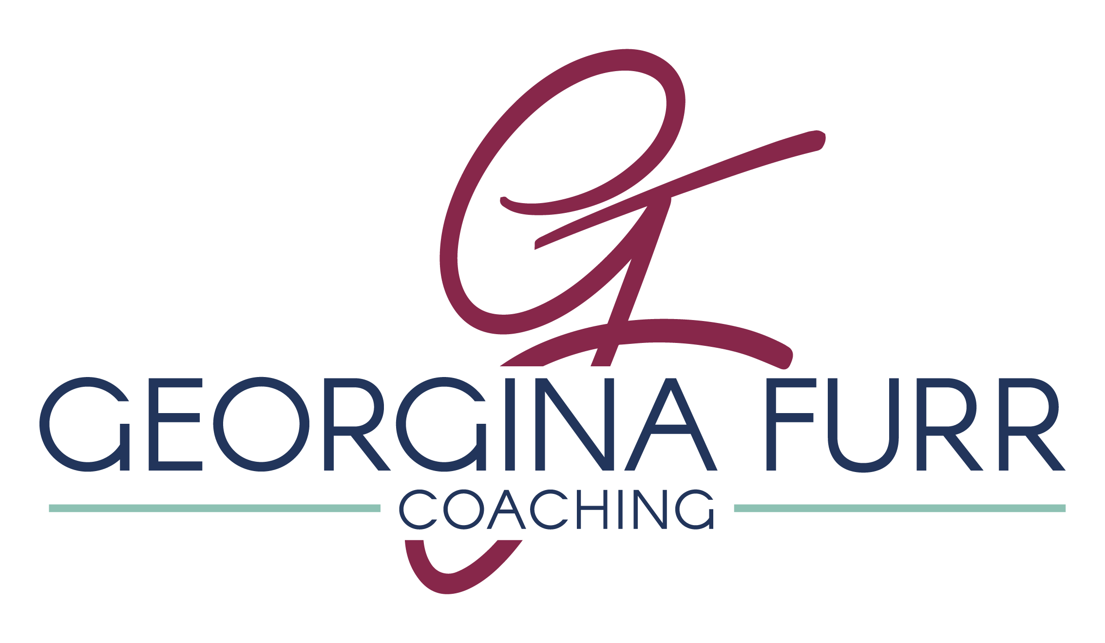 Georgina Furr Coaching logo with a maroon cursive 'G', teal accent line, and dark blue text reading GEORGINA FURR COACHING