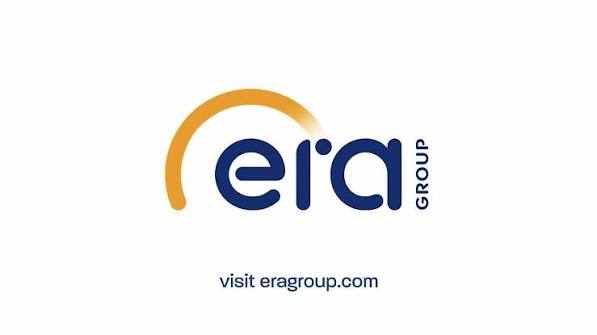 ERAI Group logo with an orange curved arc over the blue 'erai' wordmark and a vertical 'GROUP', plus the line 'visit eragroup.com' below.