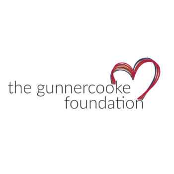 The Gunnercooke Foundation logo: lowercase text with a multicolored ribbon heart on the right.
