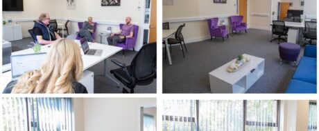 Nexus Co-working & Business Lounge logo at the top of the page, with purple and teal branding