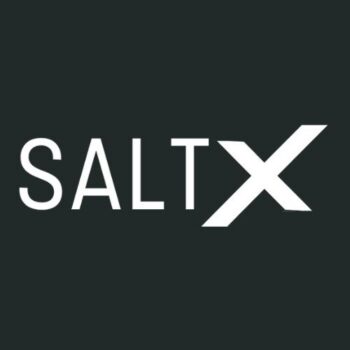 SALT X logo in white letters on a dark gray background