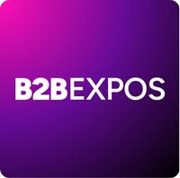 B2B EXPO logo on a purple gradient background with rounded corners.