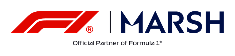 F1 logo next to the MARSH logo with the caption 'Official Partner of Formula 1' indicating a sponsor/partner badge.