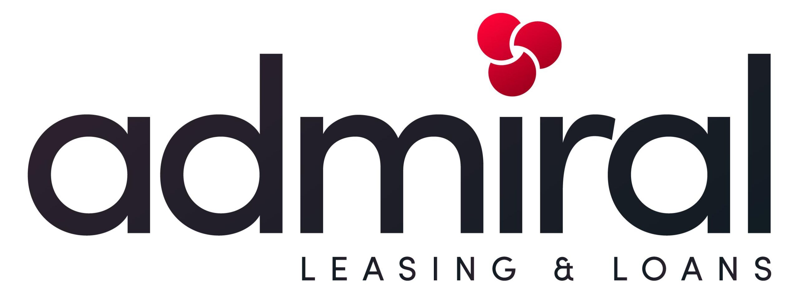 Brand logo for a leasing and loans company featuring a black wordmark and a red interlocking circular emblem.