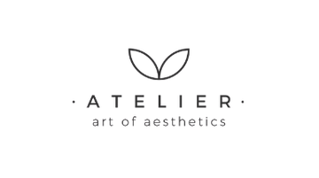 ATELIER logo with a stylized leaf above the text: ‘ATELIER: art of aesthetics’.