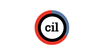 Circular logo with red and blue ring around a white center, featuring the lowercase letters 'cil' in black.