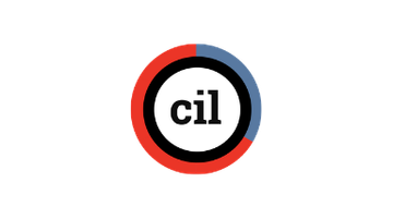 Circular logo with red and blue ring around a white center, featuring the lowercase letters 'cil' in black.