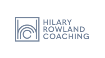 Logo for Hilary Rowland Coaching: square frame with a layered arch motif and the business name