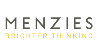 Menzies logo: the word 'Menzies' in gray with the yellow tagline 'Brighter Thinking' underneath.