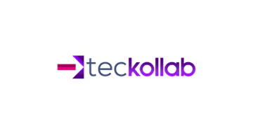 Teckollab logo in purple gradient with a pink arrow symbol on the left.