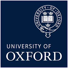 University of Oxford crest in a circular seal above the text 'University of Oxford' on a dark blue background.