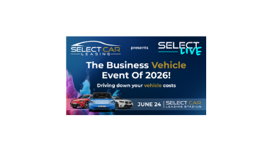 Promotional banner for The Business Vehicle Event Of 2026 featuring two cars and the slogan 'Driving down your vehicle costs.'