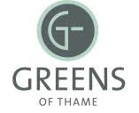 Greens of Thame logo: circular teal emblem with a stylized 'G' and 'T' above the text GREENS OF THAME.
