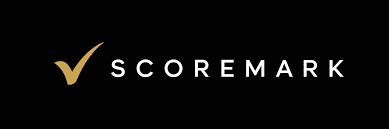 Scoremark logo: a gold checkmark motif to the left of the white 'SCOREMARK' wordmark on a black background.