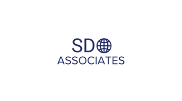 SDO Associates logo in blue, featuring a globe inside the O on a black background.