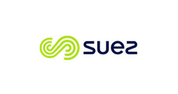 Suez logo: lime-green looping emblem next to dark-blue 'suez' wordmark.
