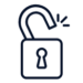 Unlocked padlock icon indicating access granted​