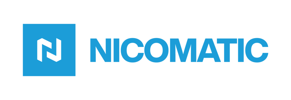 NICOMATIC logo: blue square with a white geometric N mark and the blue word NICOMATIC to the right.