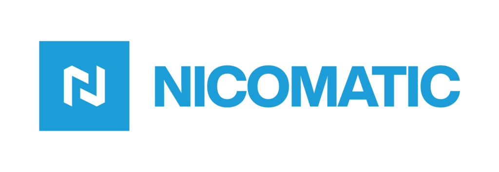 NICOMATIC logo: blue square with a white geometric N mark and the blue word NICOMATIC to the right.