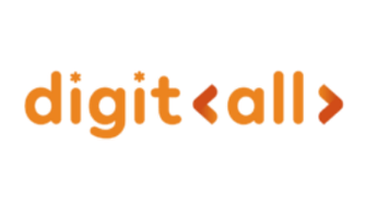 Logo for 'digit' with orange gradient letters and angle-bracket characters around 'all'.