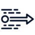 Blue send icon: a right-pointing arrow with motion lines suggesting fast transmission (send button).