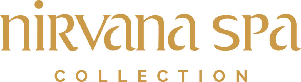 Nirvana Spa Collection branding logo in gold serif typography on a white background