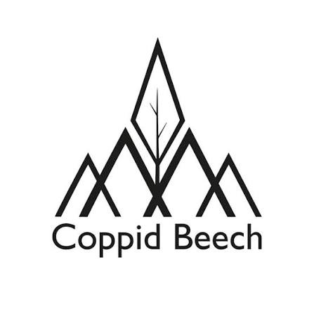 Brand logo with geometric mountain peaks and a central tree, and the words 'Coppid Beech' beneath.