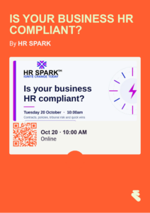 Is_Your_Business_HR_Compliant.png | Thames Valley Chamber of Commerce Banner advertising'Is your business HR compliant?' by HR Spark on an orange background, with a flyer mockup and QR code included.