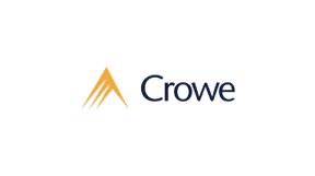 Crowe logo: yellow triangular mountain icon to the left of the blue 'Crowe' wordmark.