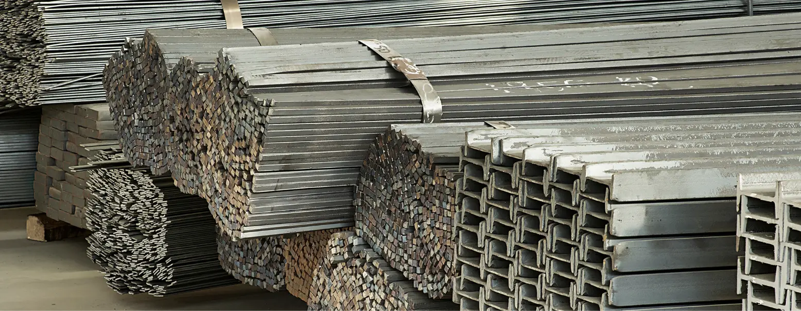 NEW - News item size 89 | Thames Valley Chamber of Commerce Stacks of bundled steel beams and bars in a warehouse setting