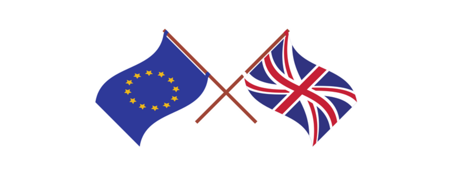 NEW - News item size 94 | Thames Valley Chamber of Commerce Crossed flags of the European Union and the United Kingdom with brown flag staffs meeting in the center.