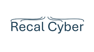 Recall Cyber logo in blue with ornamental lines above the brand name.