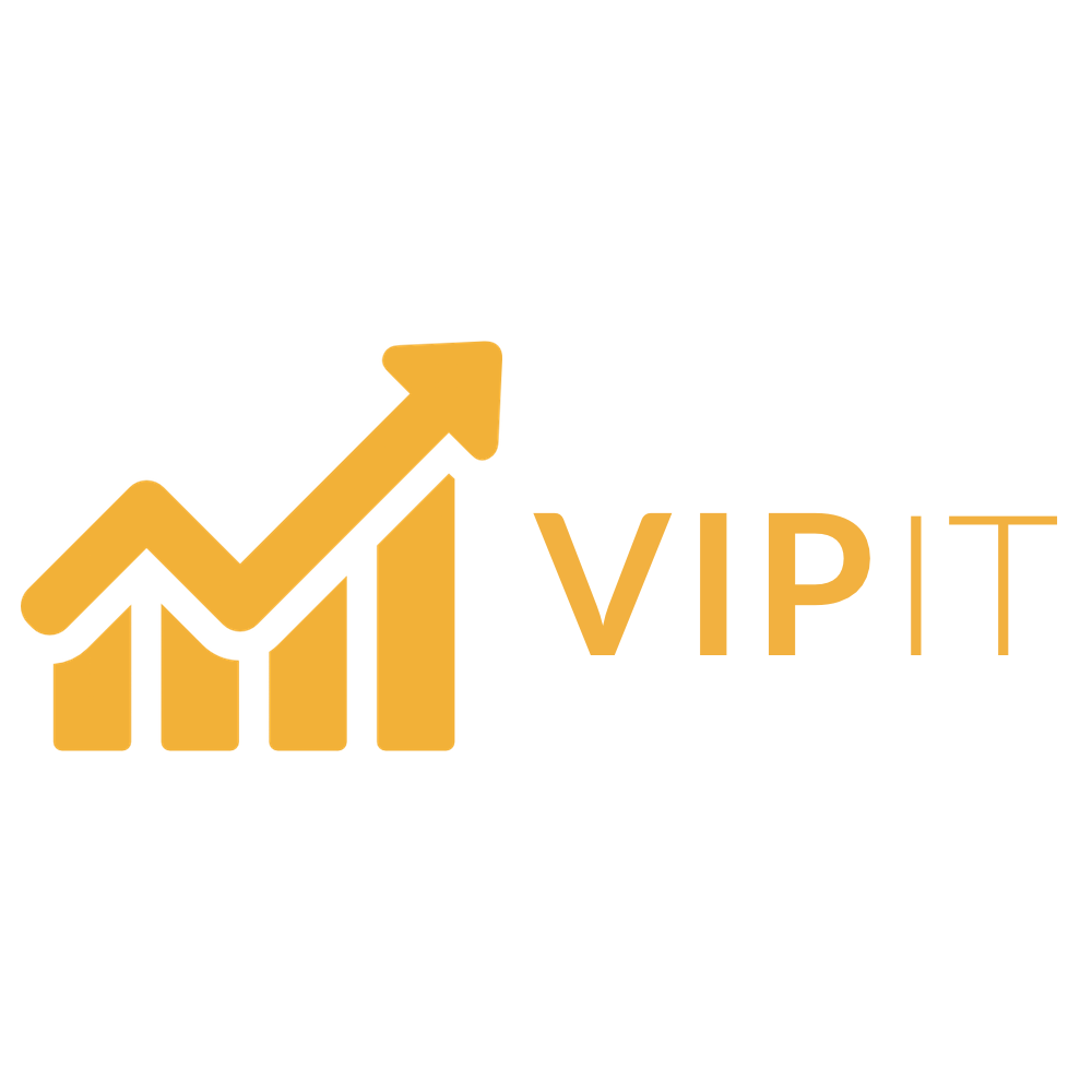 Brand logo featuring a gold/orange rising bar chart with an arrow, and the text 'VIPIT' to the right.