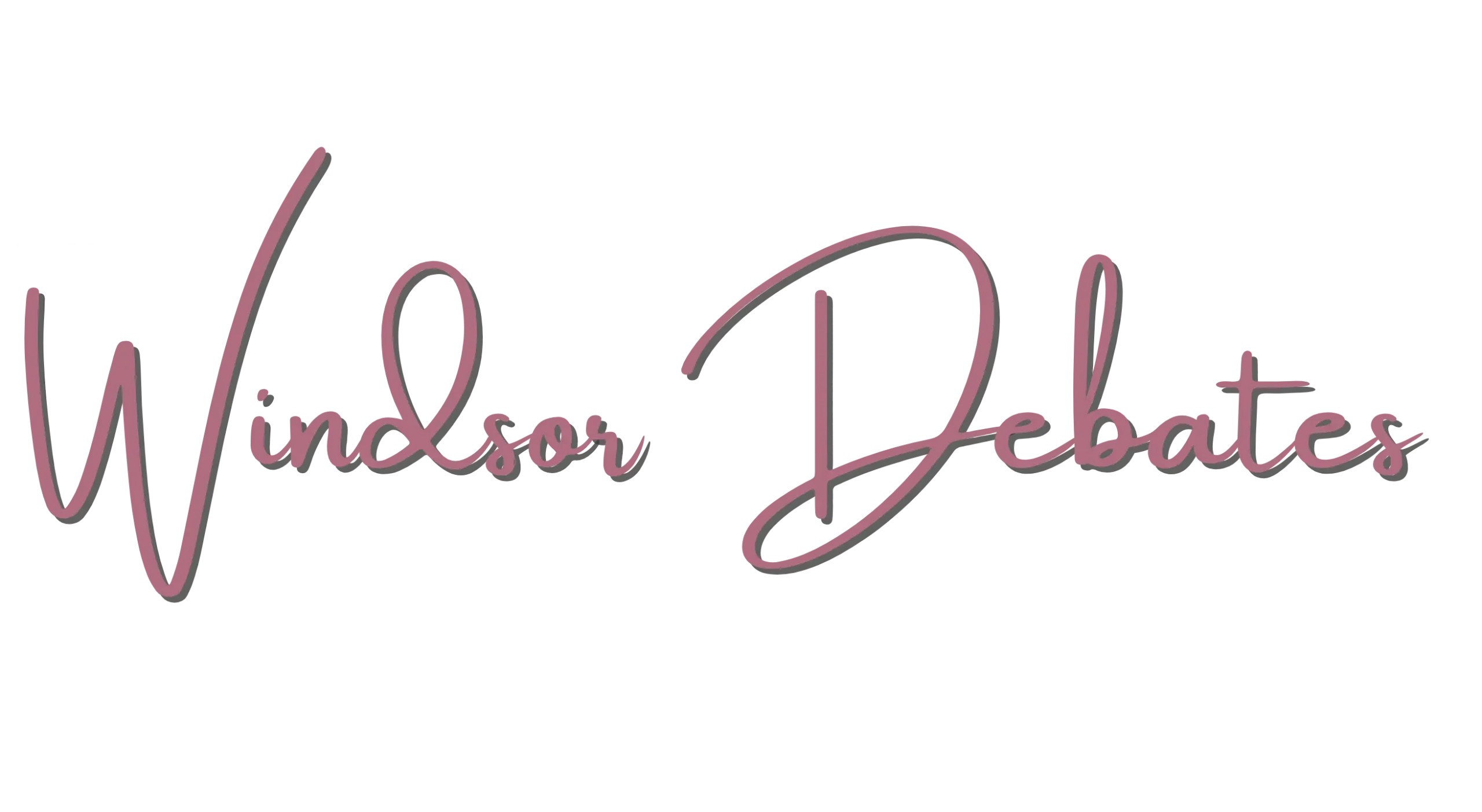 Logo text reading 'The Windsor Debates' in pink cursive on a black background (wordmark).