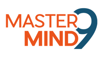 Logo with orange 'MASTER MIND' text and a blue numeral 9 to the right.