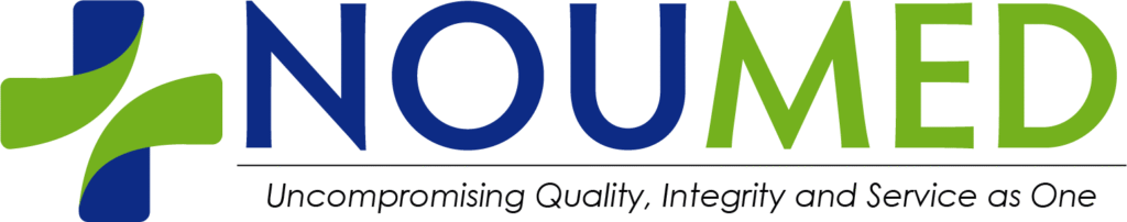 NOUMED logo with a blue-green cross emblem and the slogan ‘Uncompromising Quality, Integrity and Service as One’.