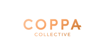 COPPA Collective logo in peach-to-orange gradient on a black background.