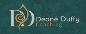 Logo_On Green.png | Thames Valley Chamber of Commerce Logo for Deoné Duffy Coaching featuring a decorative gold spiral forming a D on a teal leafy background.