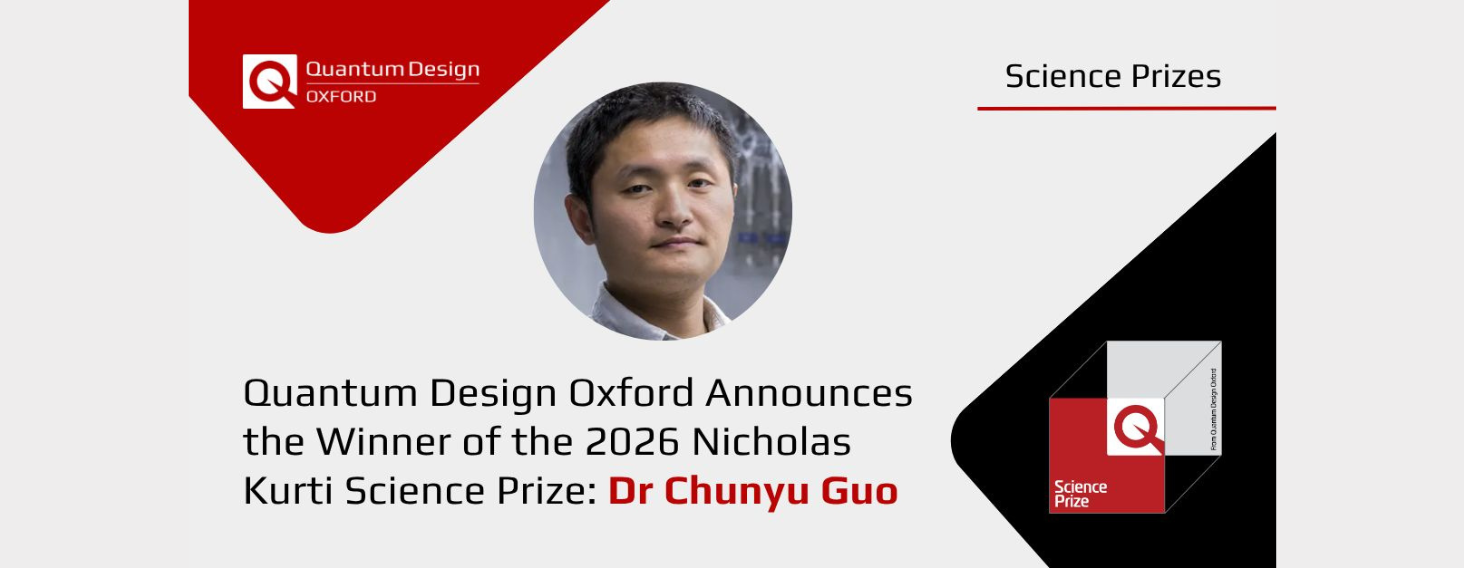NEW - News item size - 2026-10-20T101439898 | Thames Valley Chamber of Commerce Announcement banner: Quantum Design Oxford announces the 2026 Nicholas Kurti Science Prize winner, Dr. Chuny Guo, with his portrait.