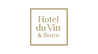 Hotel du Vin & Bistro logo in gold lettering on a white square background